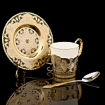 Кофейная пара с позолотой и эмалью "Орнамент". Златоуст