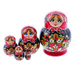 0072673 МАТРЕШКА "ЯГОДЫ" кр платок, черный сарафан 5м 5см