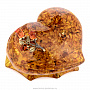 Шкатулка из янтаря "Сердце. Ветка розы", фотография 1. Интернет-магазин ЛАВКА ПОДАРКОВ