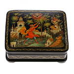 0044918/11*9см  Лаковая миниатюра Палех ШКАТУЛКА "Жар-птица" Критов