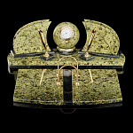 0017916 Златоуст Настольный набор "Шар"с календарницей Змеевик (32790