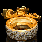 0021466/ФР Златоуст ПЕПЕЛЬНИЦА (дубовый листок) НА КАМНЕ,позолота, П/У