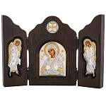 0052375/20*14,5см/5002138117 Икона Триптих "БМ Семистрельная"шелкогр/позолота/серебр