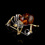 825958/5-6г-средний вес  Серебро 925* БРОШЬ  вст.Янтарь  п/п