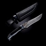 0064871 Оружие сувенирное Нож "Гепард" ,рук-дерево, дамаск, рук-серебр,.ножны кожа П/У