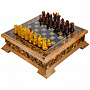 Шахматный ларец с инкрустацией и фигурами из янтаря 50х50 см, фотография 2. Интернет-магазин ЛАВКА ПОДАРКОВ