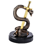 0024500/РЛЗ Бронза скульптура "Вечная мудрость" позолота, подставка-мрамор 14см