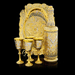 0020593/4 рюмки Златоуст НАБОР ВОДОЧНЫЙ: Бутыль+4 рюмки+ Блюдо позолота в П/У