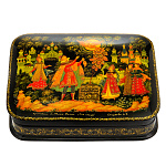 0065222-15*12см  Лаковая миниатюра Палех ШКАТУЛКА "Жар-Птица" Смирнова