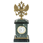 11244 Бронза Часы настольные"Герб России" Змеевик (1.21.1)