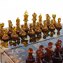 Шахматы с инкрустацией и фигурами из янтаря 32х32 см, фотография 5. Интернет-магазин ЛАВКА ПОДАРКОВ