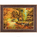 Янтарная картина пейзаж "Осень в парке"