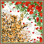 500050 Сувенирный платок “Русский кот», 90*90, 70% шёлк 30% вискоза МД Нины Ручкиной