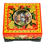 100458 /12*11,5 Хохлома Шкатулка "ЦАРЬ САЛТАН"белочка КЛУБНИКА  Р18