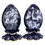 0040672/коб. цвет-зол Гжель Яйцо Пасхальное "Жар-Птица"15см Авт. Алехин С.С.