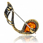 Брошь с янтарем "Пробуждение", фотография 1. Интернет-магазин ЛАВКА ПОДАРКОВ
