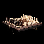 0066195-30,5см-№151  ШАХМАТЫ дорожные Серия "Айс" 30,5*30,5см h фигур 3-4см (дерево)