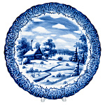  Гжель Тарелка декоративная "ПЕЙЗАЖ. РУССКИЕ КРАЯ" d=26 см