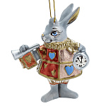  Керамика Елочная игршка  "КРОЛИК С ГОРНОМ"  9,5*11*5см