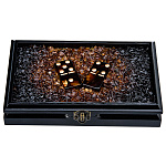 0069751-НП ЯНТАРЬ Сувенир ДОМИНО (темная крошка.темные фишки) 20.5*13.5*4.5см