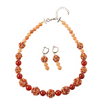 Колье и серьги из бисера и натурального камня "Шарм"