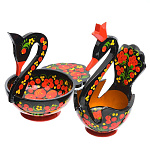 25782/14*9*14см  Хохлома Братина "Лебедь" (миниатюрная)