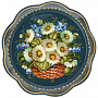 Поднос с авторской росписью "Цветы" 34 см, фотография 2. Интернет-магазин ЛАВКА ПОДАРКОВ