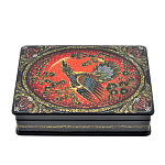 0012493/17*12*5см Художественная роспись Шкатулка  "ГЛУХАРЬ" красный фон