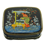 22203 Лаковая миниатюра Шкатулка "У колодца" (АР Ваняшова) 12*9*2см (7р376)