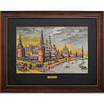  /30*40см Офорт цветной "Вид на Кремль. Старая Москва" 