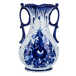 201732 Гжель Ваза "ПЛОСКАЯ" коб, с ручками (СТС)