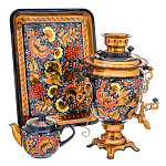 0070356 Хохлома САМОВАР эллектрический 3л Желудь "ПТИЧКА" 