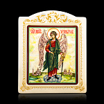 0066565-0063 Икона рукописная Ангел Хранитель перламутр 160-195 мм белая рама