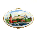 26040 /1115 Шкатулка фарфоровая "Москва" 9см овальная черная