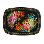 202016/32*22см-Поднос сувенирный "ЦВЕТЫ" (фон черн) прямоуг