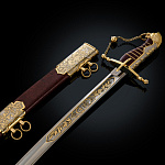 0063232 Оружие сувенирное САБЛЯ "КЛЫЧ" , 95Х18, золото 999,9 бордовая кожа