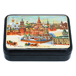 0076480 ШКАТУЛКА с художественной росписью "СТАРАЯ МОСКВА"перламутр 13*9*4 см