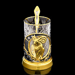 23943 Златоуст Подстаканник " Овен" с ложкой, позолота, Никель, Хрусталь, в П/У