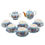 Чайный сервиз на 6 персон "Васильки". Хохлома