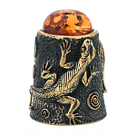 0047216/1549 Сувенир Наперсток Ящерица с кабошоном Сувенир (коньячный)