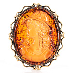 0059719/2612.4 Брошь Камея ЮНОСТЬ (коньячный)