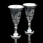 0055813 Серебро 875*НАБОР РЮМОК 2шт  гравировка, чернение серебра 152,8гр 152,8
