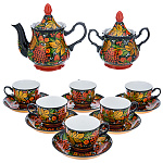 12158- СЕРВИЗ  на 6 перс. "Хохломской РЯБИНА/ЗЕМЛЯНИКА" 14пр