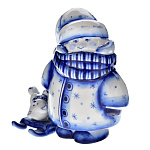 0037265 Гжель Скульптура "ГУЛЯЮ С МИШЕЙ" Авт.Иван и Ирина Карпухины 