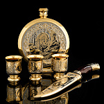 0055966/20872 Златоуст НАБОР ОХОТНИКА(фляжка+3р+нож ц/м) NCM 20872