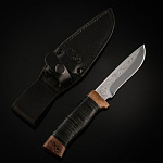 0049632 Златоуст Нож туристический Кузнечик (кожа)