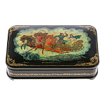 0044911/16*10см  Лаковая миниатюра Палех ШКАТУЛКА "Тройка" Полянина