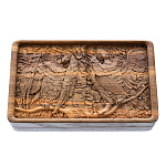 0053576 ШКАТУЛКА резная "Сирин и Алконост. Песнь радости и печали" из дуба RTВ-302.M