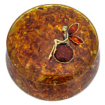 0080907-НП Янтарь ШКАТУЛКА КРУГЛАЯ "Фея на шаре" 15*15*9см