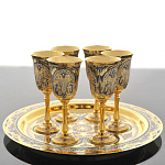 0012218/980 Златоуст Набор 6 рюмок на блюде d-280мм в ПУ  